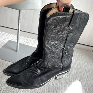 Dan Post Black Leather Cowboy Boots